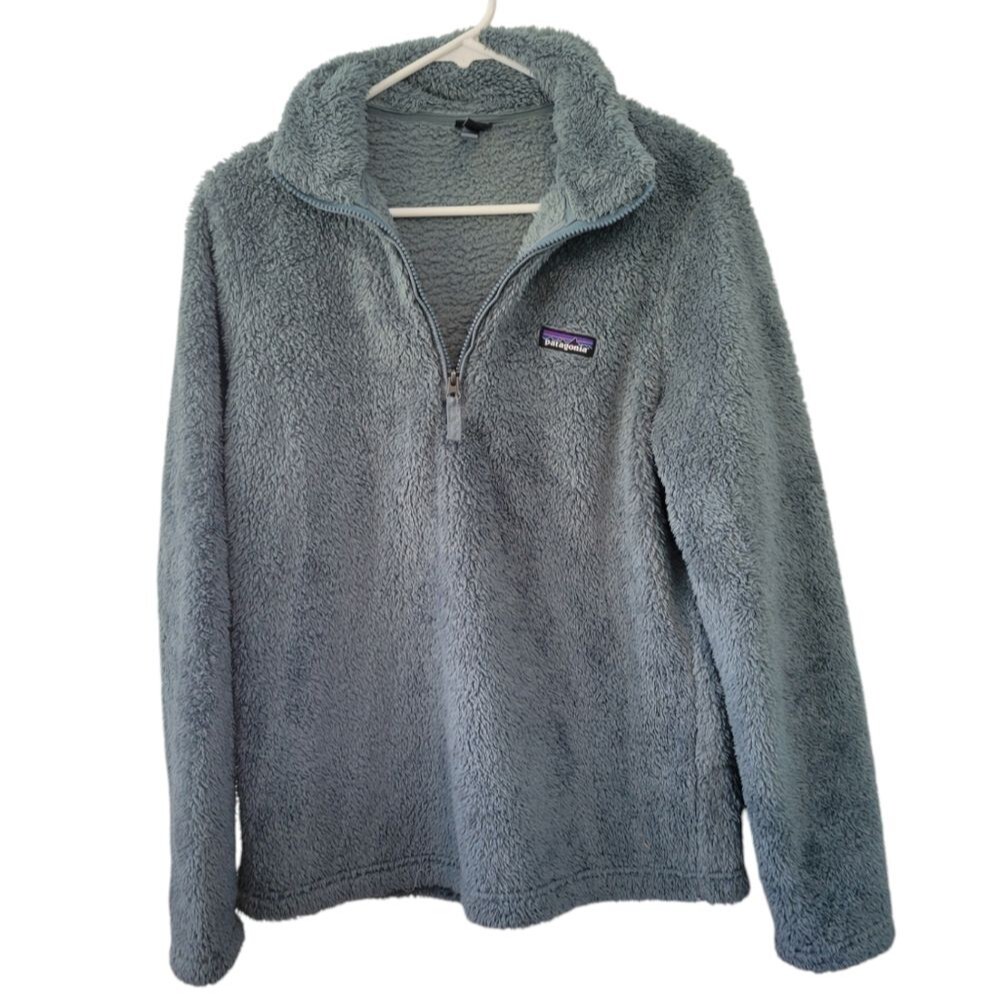 Patagonia Los Gatos Fleece 1/4-Zip Jacket Sweater Size Large Cozy Sherpa Blue